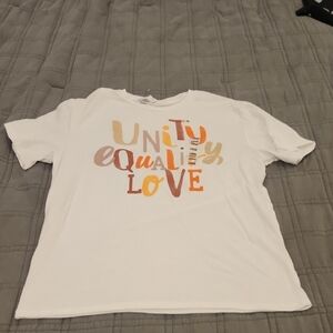Women's Unity Equality Love Tee - White Size L, New With Tags!